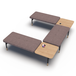 Jetty Hub U-Shaped seating bench with tables for offices