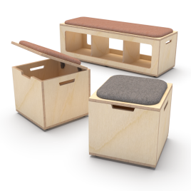 Soapbox plywood storage seating stools and benches